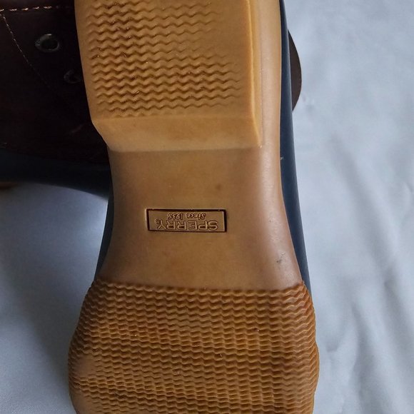 Sperry Women's Tan/Navy All-Weather Leather Saltwater Core Duck Boots Size 9M - Picture 16 of 16